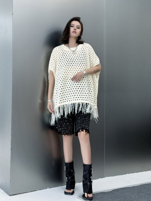 Fringe Knit Oversize Top